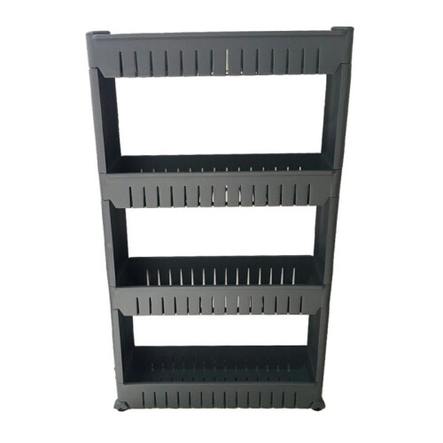 (4 Tiers, Grey) Slide Out Storage Tower Folding 3/4 Tier Rolling Castor Kitchen Trolley Rack UK