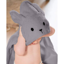 (Grey) New Luxury 100% Cotton Baby Soft Bunny Hooded Bath Towel 70 x 70cm 5 Colours UK