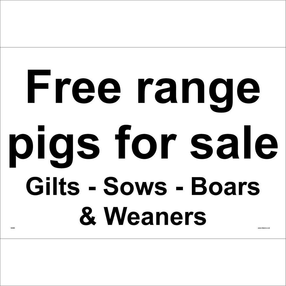 (150 x 100mm - 6 x 4, Sticker / Sav - White Background) GE688 Free Range Pigs Sale Gilts Sows Boars Weaners SIGN farm animals stock