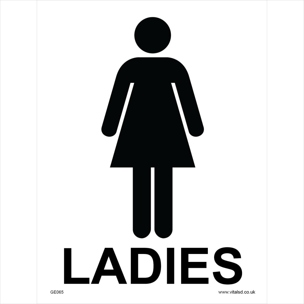 (100 x 100mm - 4 x 4, Sticker / Sav - White Background) GE065 Ladies SIGN Womens Female Girls washroom cloakroom loo toilet lavatory