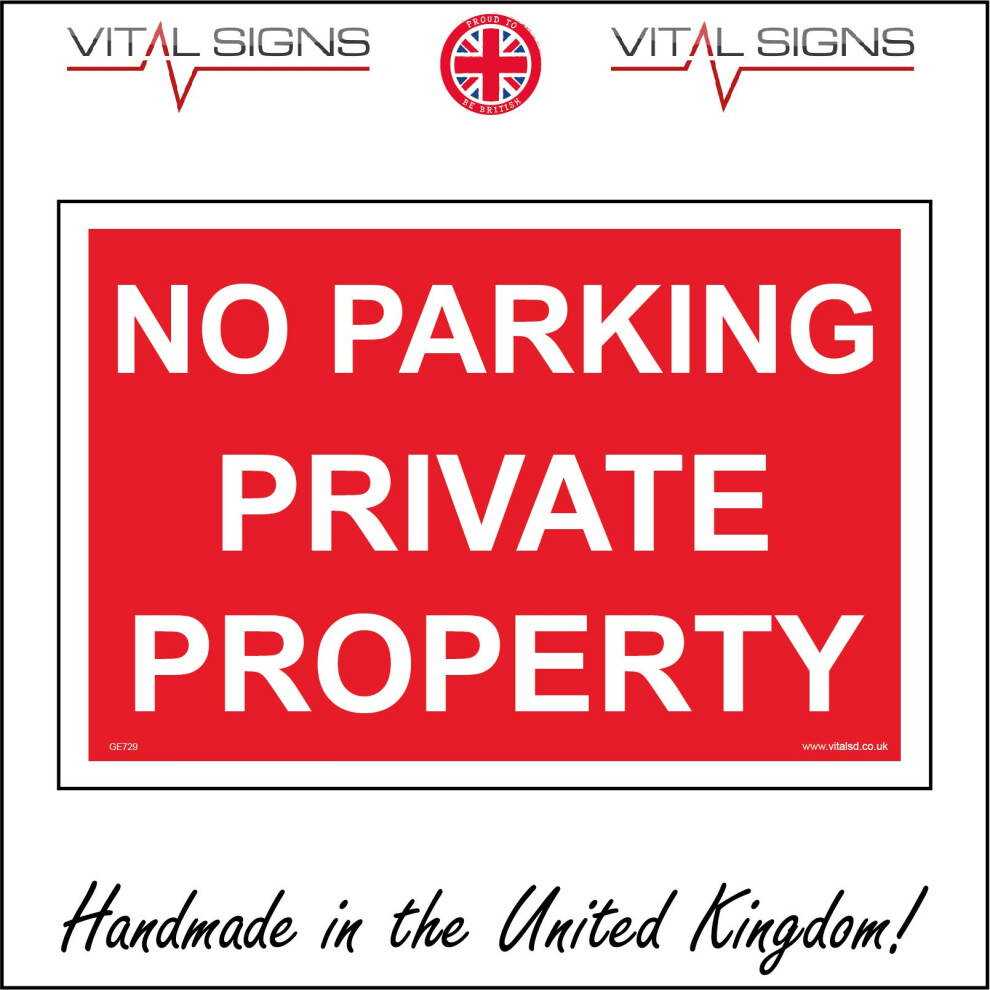 (600 x 400mm - 24 x 16, Dibond / Composite Aluminium) GE729 No Parking Private Property Sign Keep Clear access required 24 hours drive-image-OPC-P5WD86F-NEW