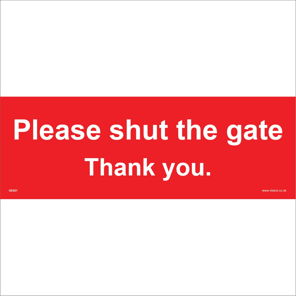 (300 x 100mm - 12 x 4, Dibond / Composite Aluminium) GE521 Please Shut The Gate Thank You SIGN countryside push pull close barn