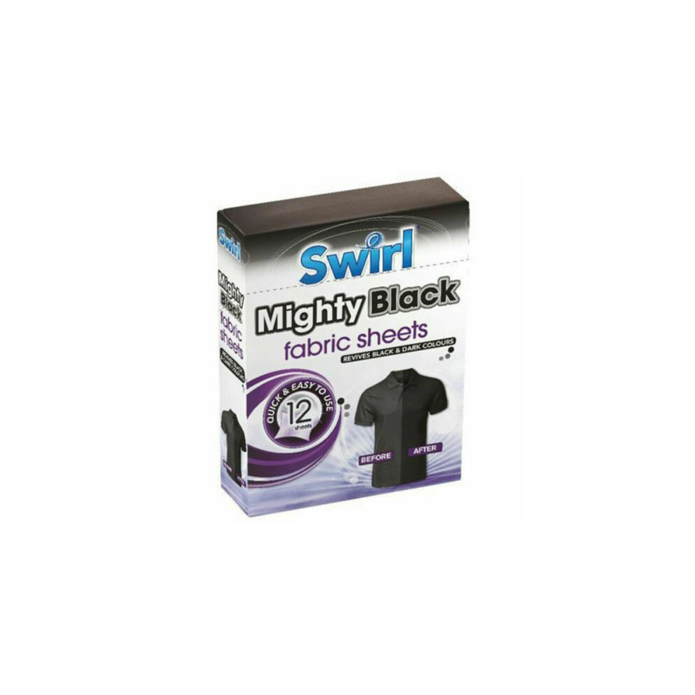 Swirl 12x Mighty Black Fabric Sheets - Revives Dark Colour