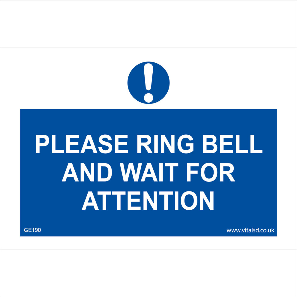 (600 x 450mm - 24 x 18, Sticker / Sav - White Background) GE190 Please Ring Bell And Wait For Attention SIGN service reception desk advice