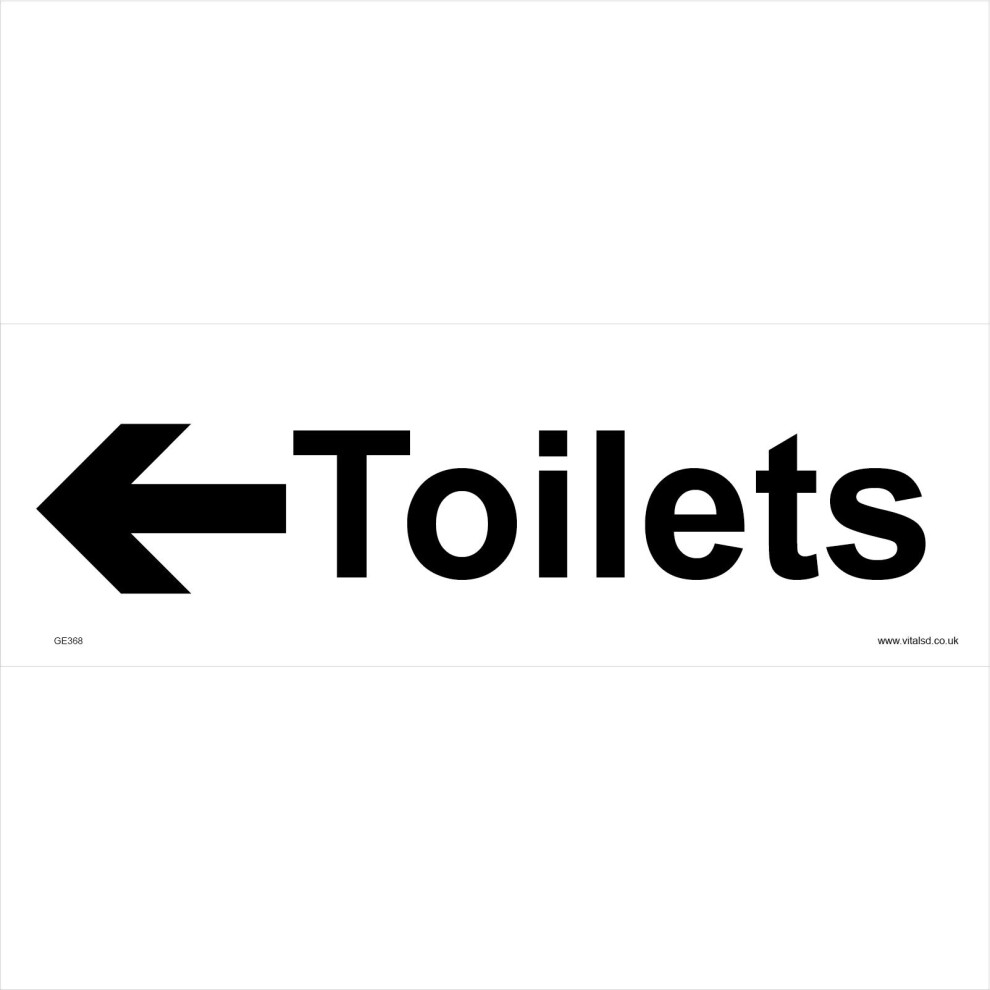 (450 x 150mm - 18 x 6, Sticker / Sav - White Background) GE368 Toilets Left Arrow SIGN gentlemen gents mens ladies womens cloakroom loo