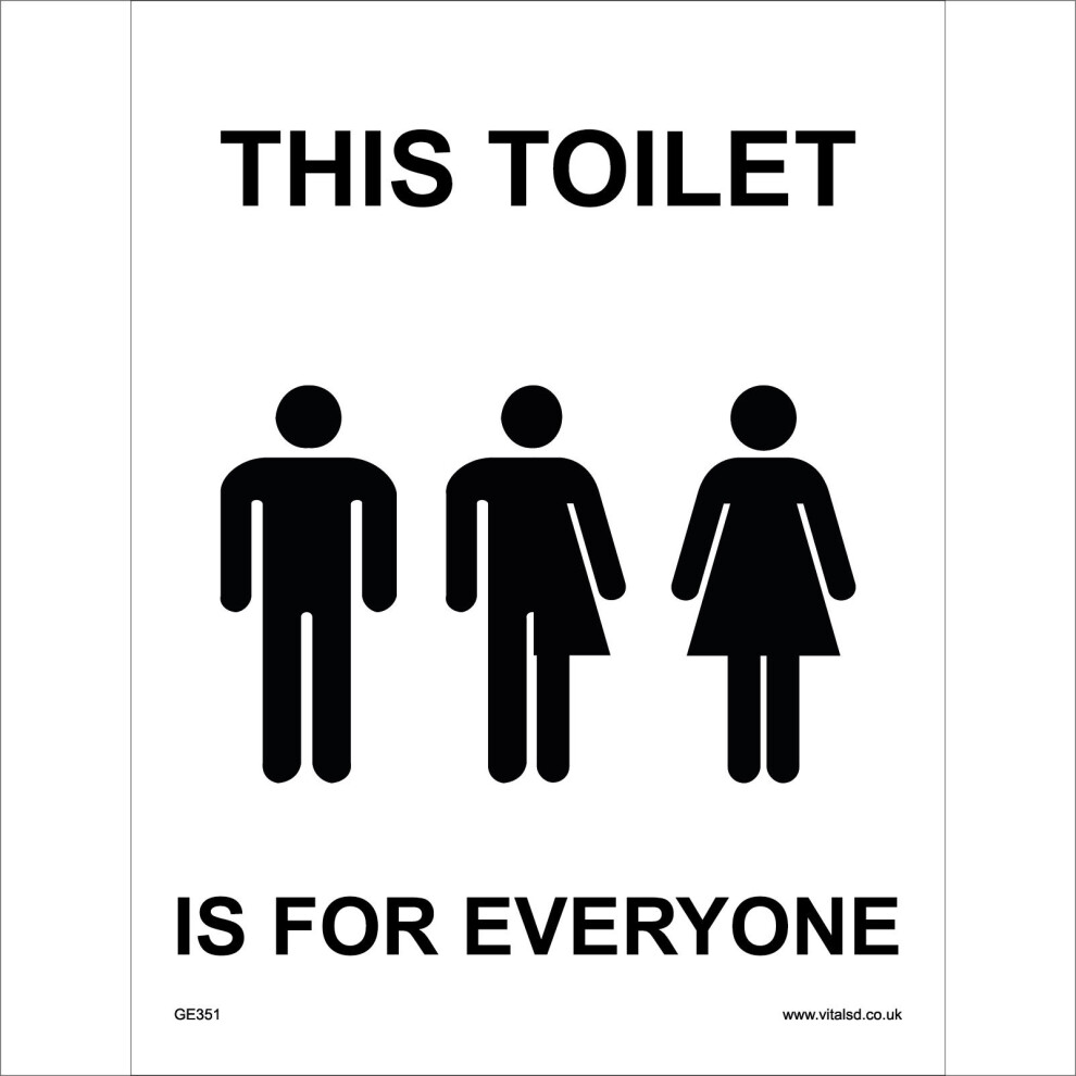 (300 x 400mm - 12 x 16, Dibond / Composite Aluminium) GE351 This Toilet Is For Everyone SIGN male female men women gender bathroom loo