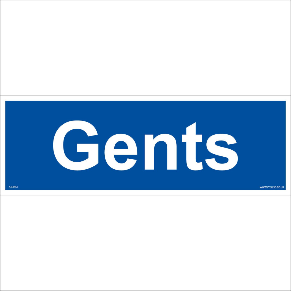 (150 x 50mm - 6 x 2, Sticker / Sav - White Background) GE063 Gents SIGN Male Mens Boys gentlemen toilets loo washroom cloakroom
