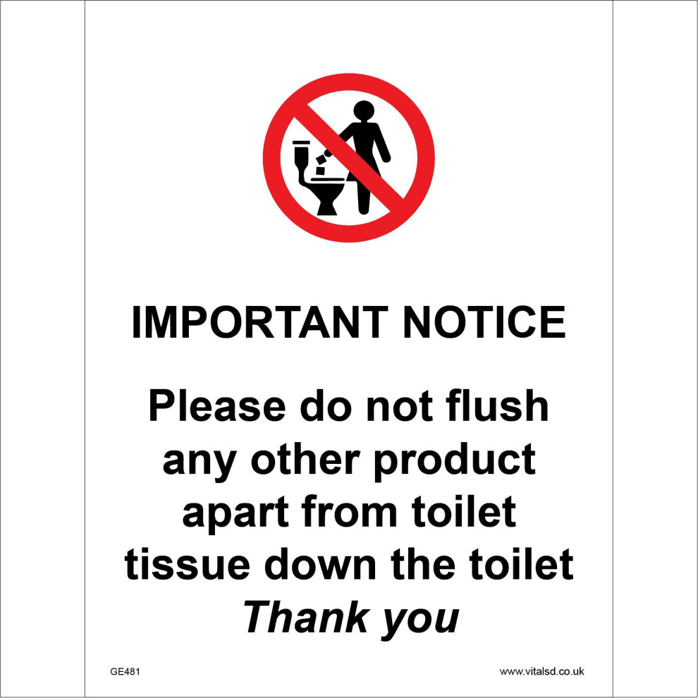 (100 x 150mm - 4 x 6, 5mm Heavy Duty Foamex Foamboard) GE481 Do Not Flush Any Product Apart From Toilet Tissue SIGN public convenience-image-OPC-P5WFD2Q-NEW