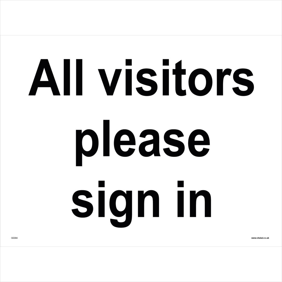 (150 x 100mm - 6 x 4, 3mm Standard Foamex Foamboard) GE084 All Visitors Please Sign In SIGN reception front desk workplace register-image-OPC-P5WF8GY-NEW
