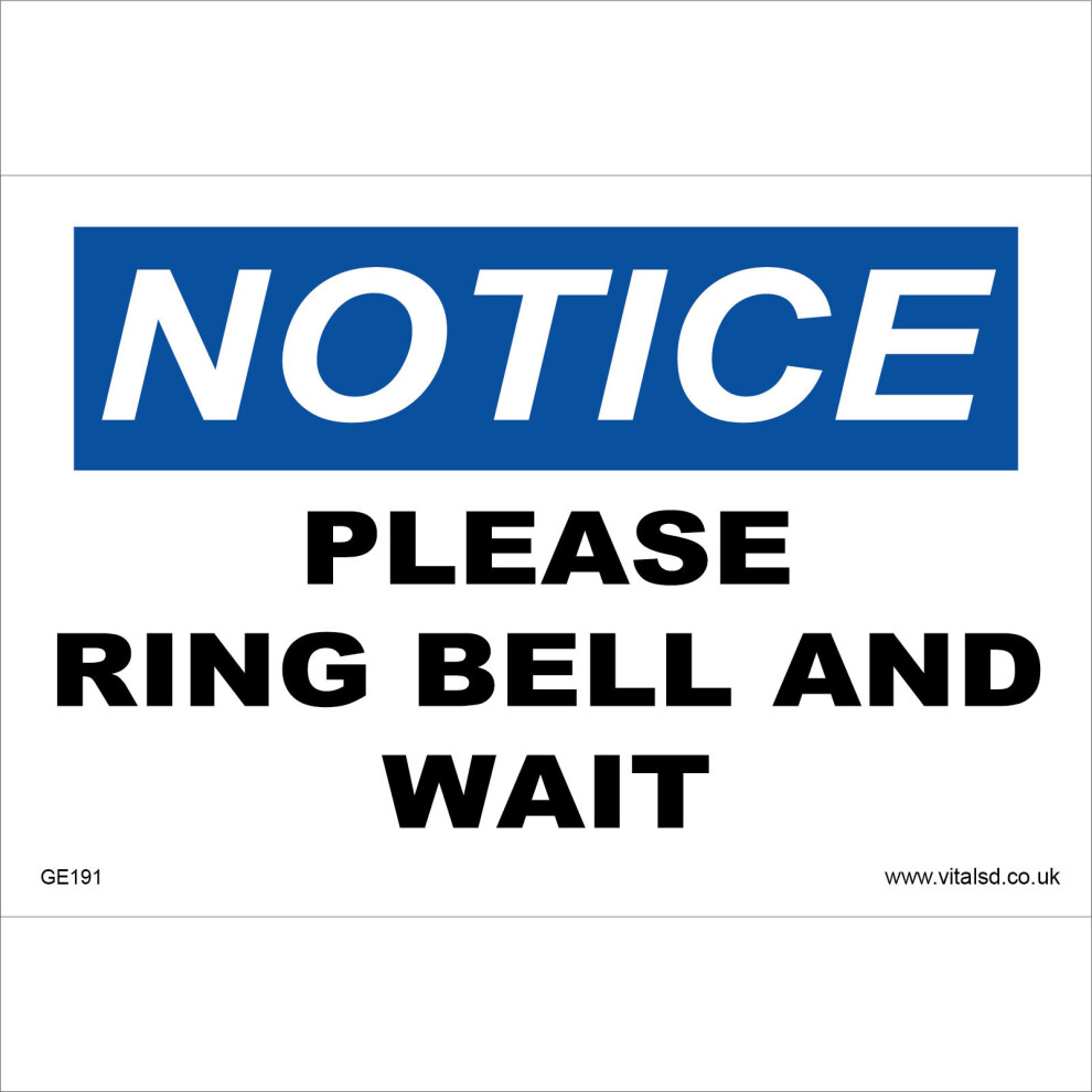 (200 x 300mm - 8 x 12, Sticker / Sav - White Background) GE191 Notice Please Ring Bell And Wait SIGN attention reception desk ring call-image-OPC-P5WFGHT-NEW