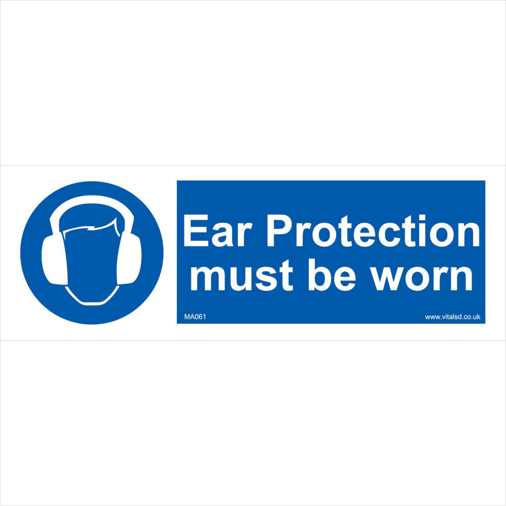 (450 x 150mm - 18 x 6, 3mm Standard Foamex Foamboard) MA061 Ear Protection Must Be Worn SIGN sound hearing drilling muffs workplace-image-OPC-P5WFT78-NEW