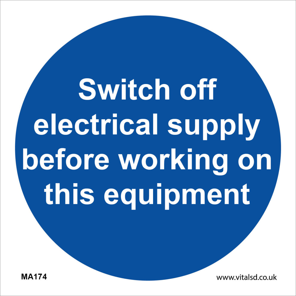(250 x 250mm - 10 x 10, Magnetic - Vehicle Grade) MA174 Switch Off Electrical Supply Before Working Equipment SIGN repair mend fix-image-OPC-P5WFT6M-NEW