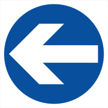 (250 x 250mm - 10 x 10, Sticker / Sav - White Background) MA313 Left right up down ahead Arrow SIGN direction one way building blue white