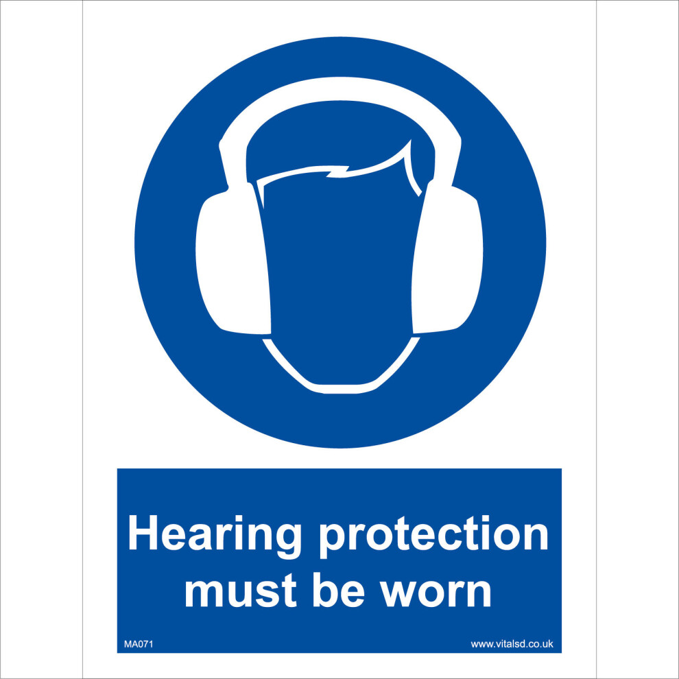 (400 x 600mm - 16 x 24, Dibond / Composite Aluminium) MA071 Hearing Protection Must Be Worn SIGN construction building site industry-image-OPC-P5WG27Q-NEW