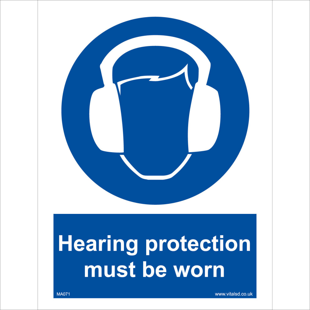 (450 x 600mm - 18 x 24, Magnetic - Vehicle Grade) MA071 Hearing Protection Must Be Worn SIGN construction building site industry-image-OPC-P5WG27Y-NEW
