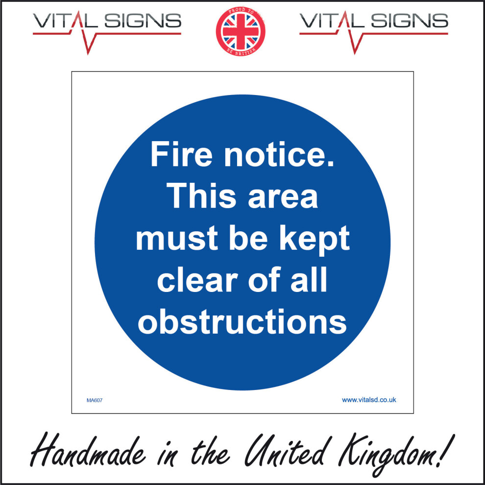 (100 x 100mm - 4 x 4, Magnetic - Vehicle Grade) MA607 Fire Notice Area Must Be Kept Clear Of All Obstructions Sign Commercial-image-OPC-P5WG6FS-NEW