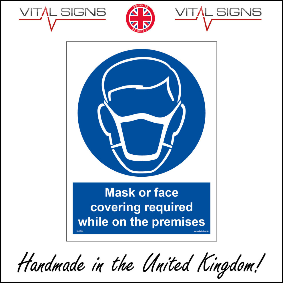 (100 x 150mm - 4 x 6, 10mm Extra Heavy Duty Foamex Foamboard) MA693 Mask Or Face Covering Required While On The Premises Sign Hospital Doctors-image-OPC-P5WGCGK-NEW