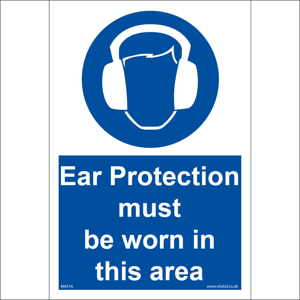 (450 x 600mm - 18 x 24, 5mm Heavy Duty Foamex Foamboard) MA516 Ear Protection Must Be Worn In This Area Loud Noise Level Defenders Sign-image-OPC-P5WGGBQ-NEW