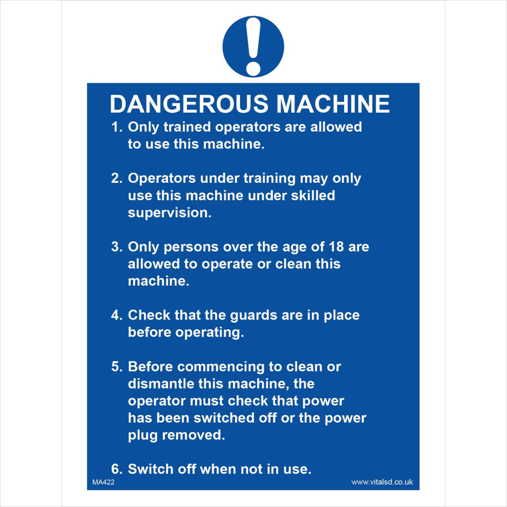 (200 x 300mm - 8 x 12, 10mm Extra Heavy Duty Foamex Foamboard) MA422 Dangerous Machine SIGN factories quidelines check warehouse deli counter-image-OPC-P5WGB8P-NEW