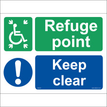 (300 x 200mm - 12 x 8, 1mm Pvc Foamex) MA452 Refuge Point Keep Clear SIGN disabled safety danger precaution escape