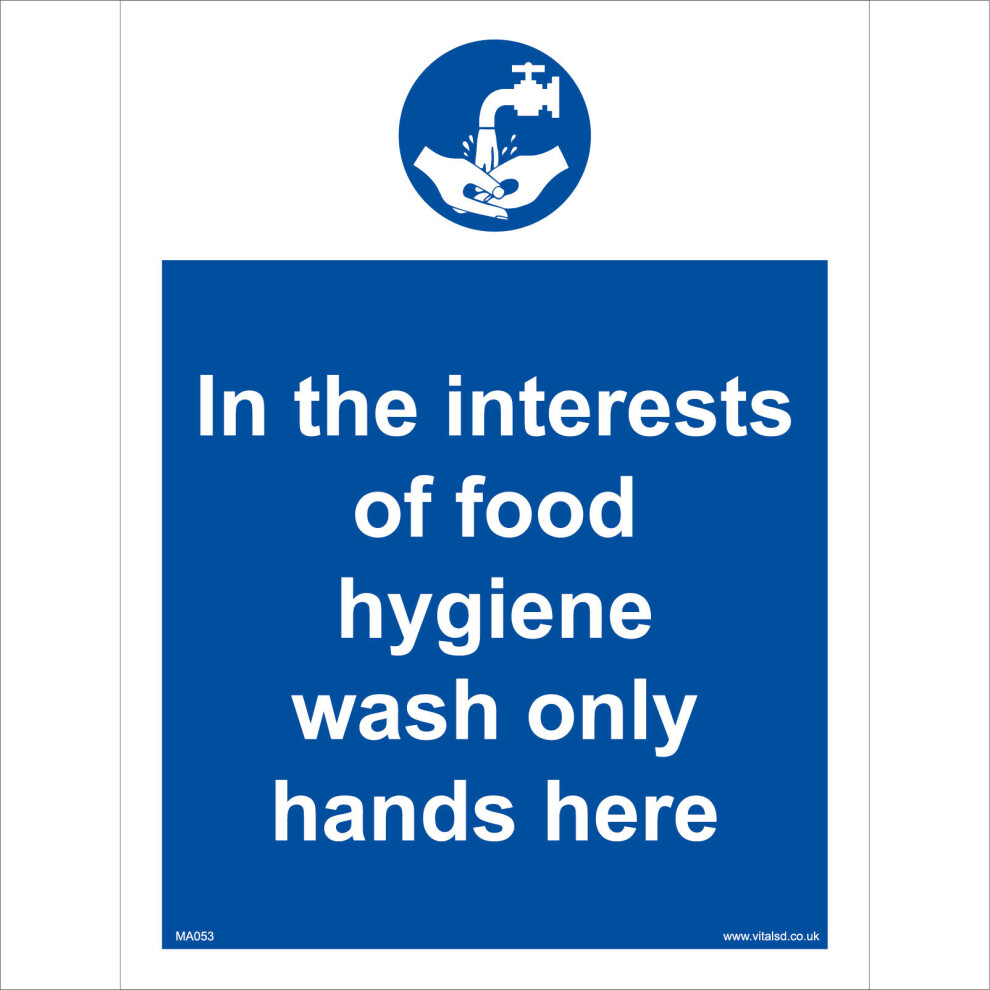 (300 x 400mm - 12 x 16, Sticker / Sav - White Background) MA053 In The Interests Of Food Hygiene Wash Only Hands Here SIGN canteen sink-image-OPC-P5WGGTP-NEW