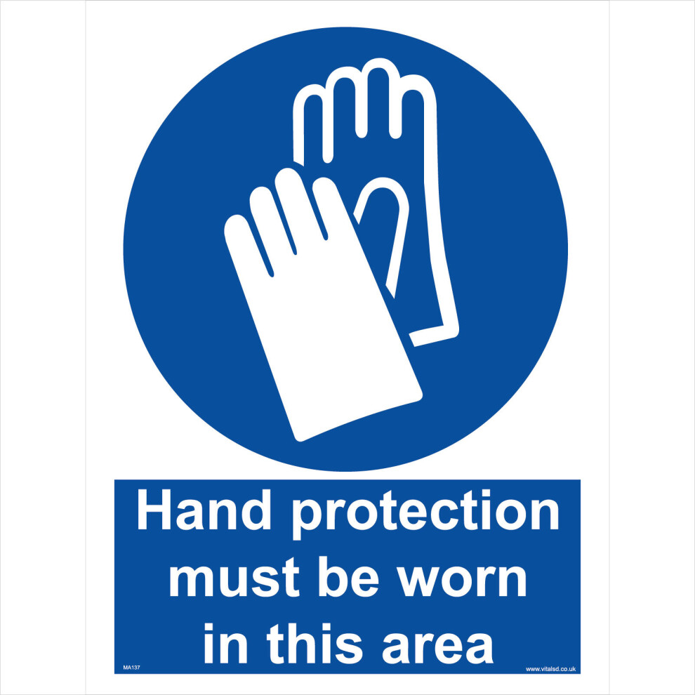(450 x 600mm - 18 x 24, 3mm Standard Foamex Foamboard) MA137 Hand Protection Must Be Worn In This Area SIGN skin irritation damage burn-image-OPC-P5WGHTT-NEW