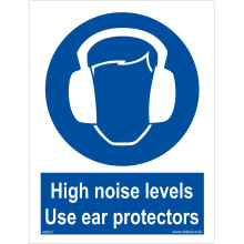 (200 x 300mm - 8 x 12, 5mm Heavy Duty Foamex Foamboard) MA072 High Noise Levels Use Ear Protectors SIGN construction building industry