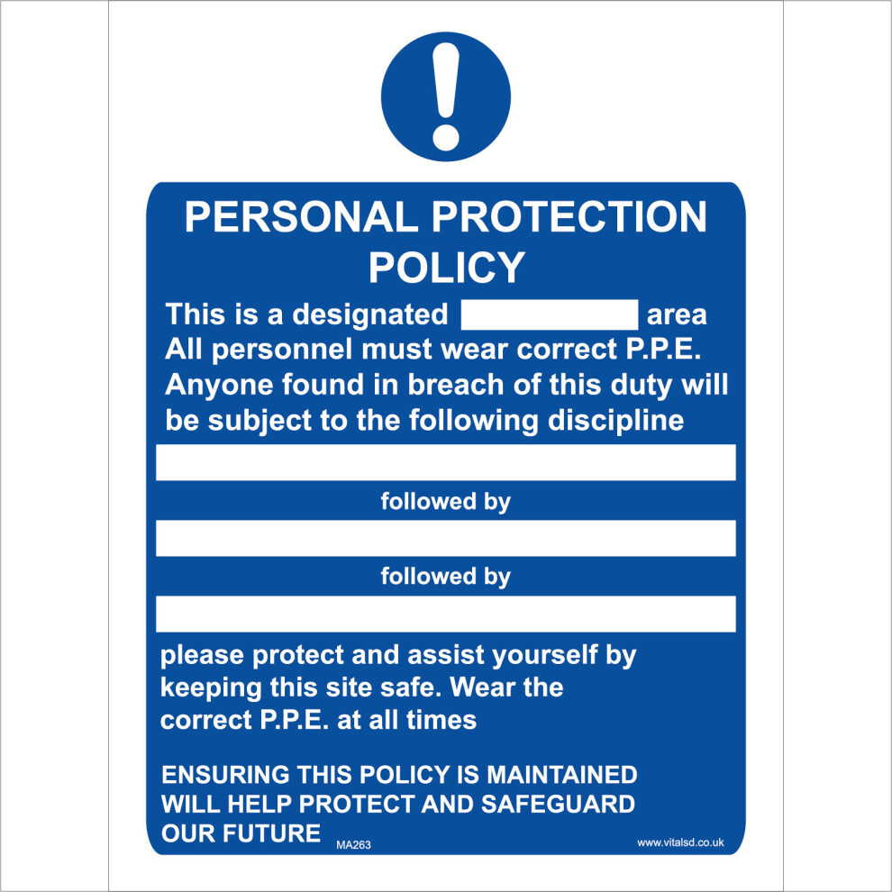 (450 x 600mm - 18 x 24, 5mm Heavy Duty Foamex Foamboard) MA263 Personal Protection Policy SIGN factories construction building site rules-image-OPC-P5WGNW5-NEW
