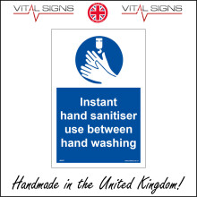 (200 x 300mm - 8 x 12, Dibond / Composite Aluminium) MA627 Instant Hand Cleaner Use Between Hand Washing SIGN virus flu cold sneeze