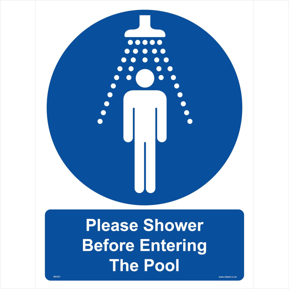 (400 x 600mm - 16 x 24, 3mm Standard Foamex Foamboard) MA301 Please Shower Before Entering The Pool SIGN swimming lido chlorine-image-OPC-P5WGY7Y-NEW