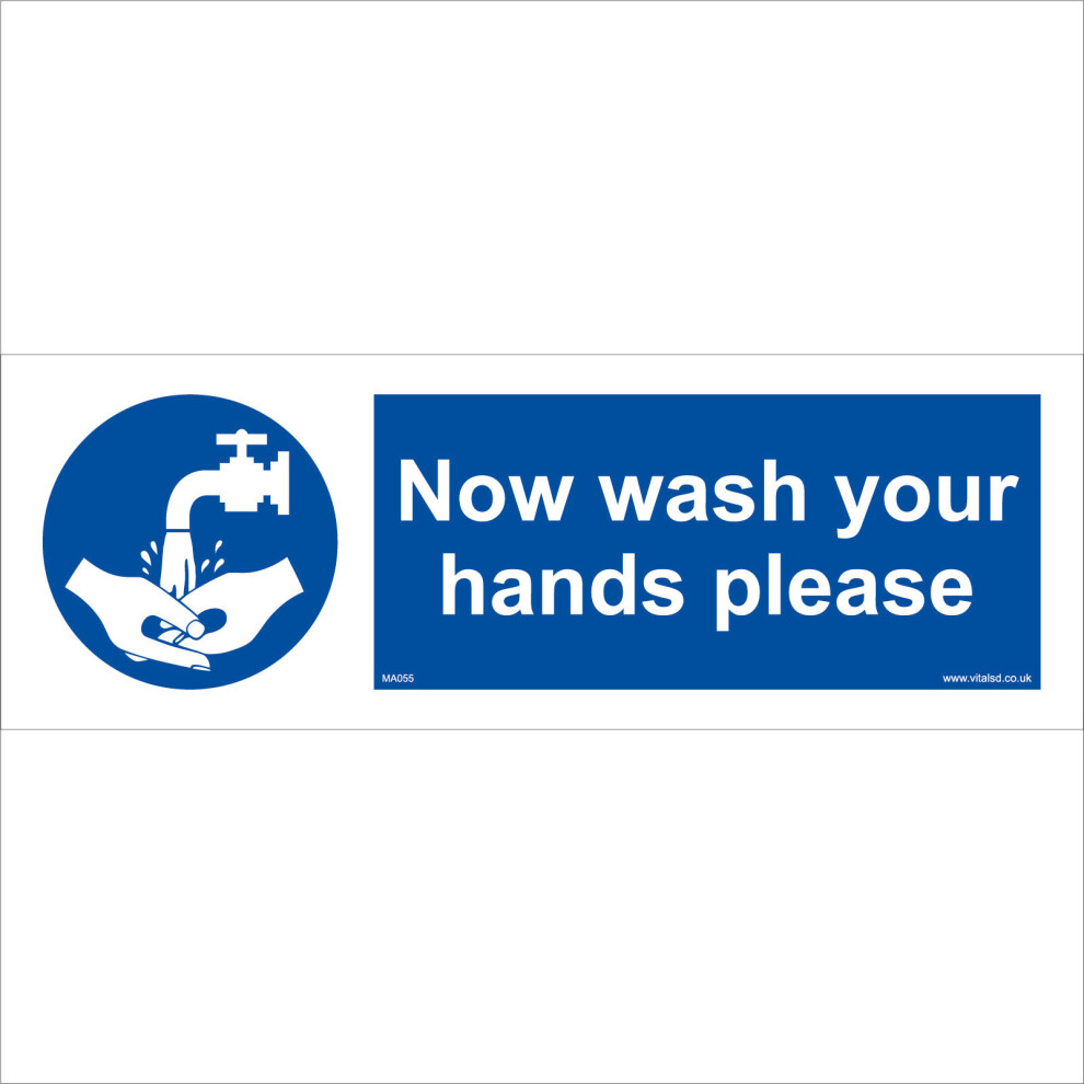 (600 x 200mm - 24 x 8, 5mm Heavy Duty Foamex Foamboard) MA055 Now Wash Your Hands Please SIGN toilet washroom canteen bathroom work-image-OPC-P5WGYPW-NEW
