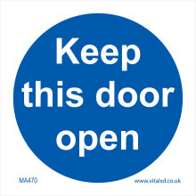 (150 x 150mm - 6 x 6, Sticker / Sav - White Background) MA470 Keep This Door Open SIGN automatic electric slide handle bolt clockwise