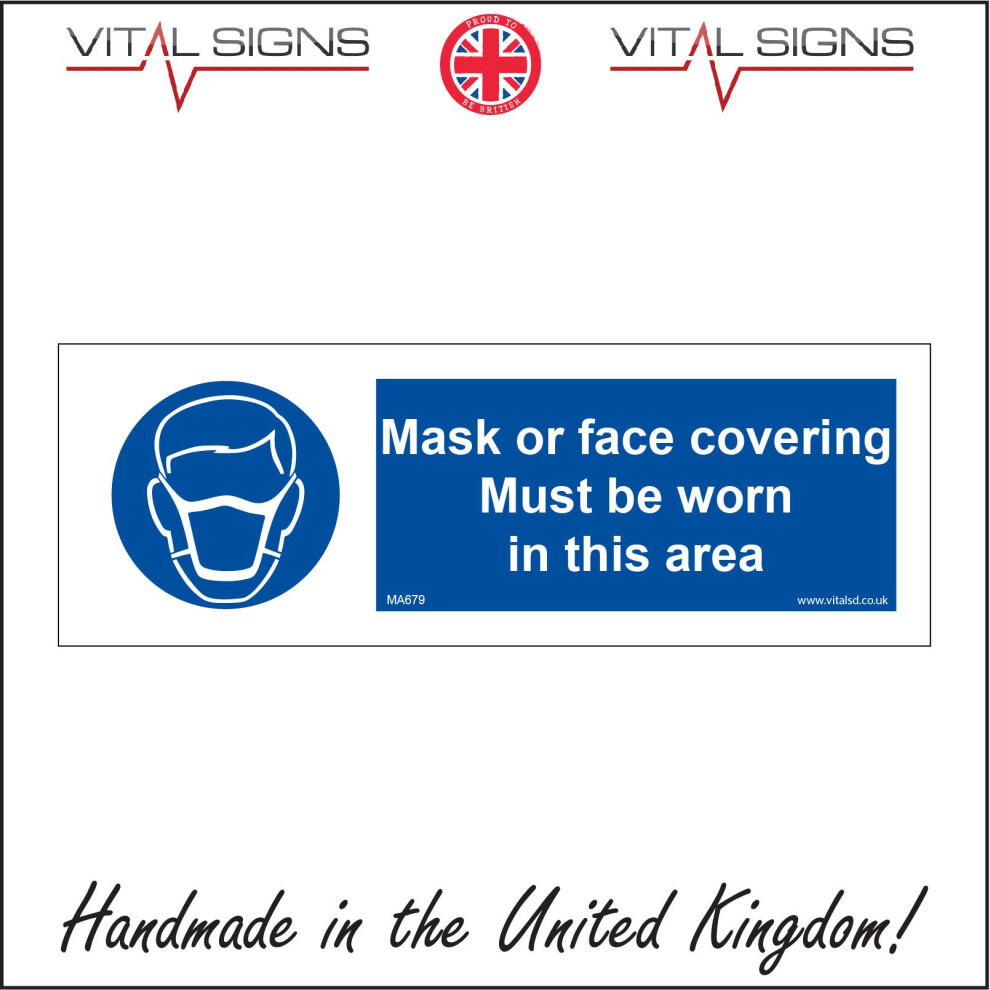 (150 x 50mm - 6 x 2, 10mm Extra Heavy Duty Foamex Foamboard) MA679 Mask Or Face Covering Must Be Worn In This Area Sign Airport  Station-image-OPC-P5WHDVK-NEW