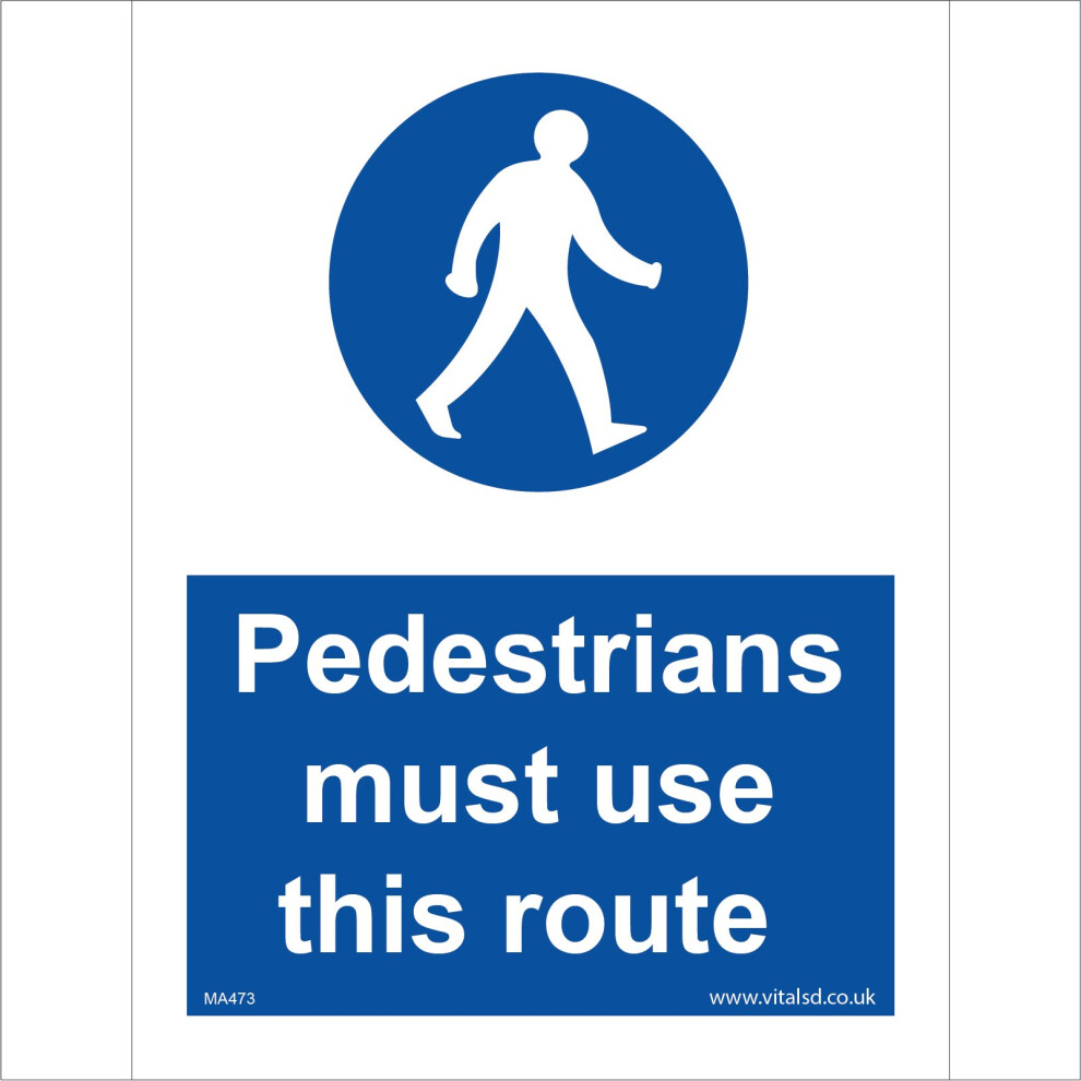 (150 x 200mm - 6 x 8, Dibond / Composite Aluminium) MA473 Pedestrians Must Use This Route SIGN designated road works safety-image-OPC-P5WHD9X-NEW