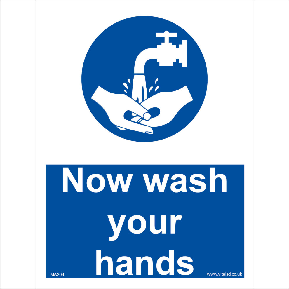 (300 x 400mm - 12 x 16, 3mm Standard Foamex Foamboard) MA204 Now Wash Your Hands SIGN bathroom loo toilet wc hygiene workplace cafe-image-OPC-P5WHCY5-NEW