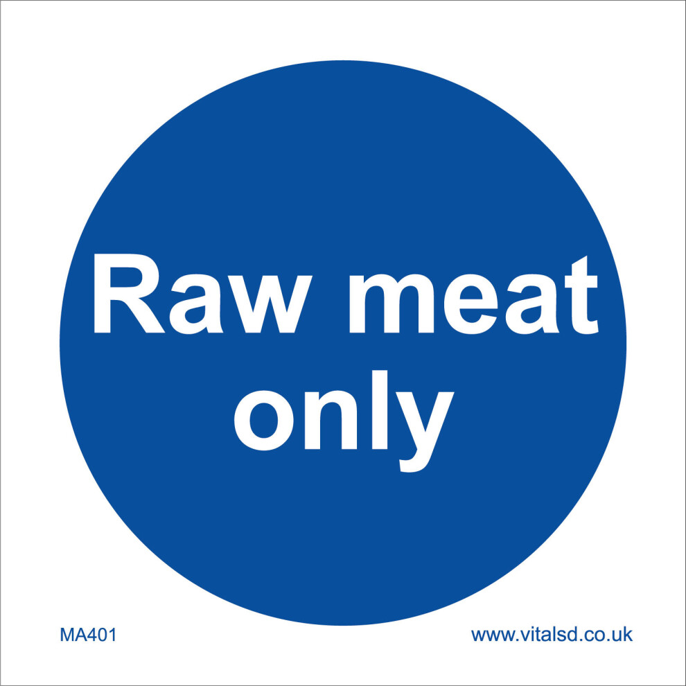 (600 x 600mm - 24 x 24, Sticker / Sav - White Background) MA401 Raw Meat Only SIGN butchers food preparation market kitchen restaurant-image-OPC-P5WHJJM-NEW