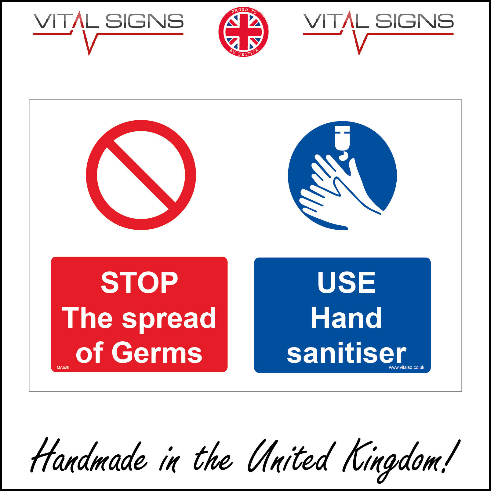 Asl Sign Germs (600 x 400mm - 24 x 16, 5mm Heavy Duty Foamex Foamboard) MA628 Stop The ...