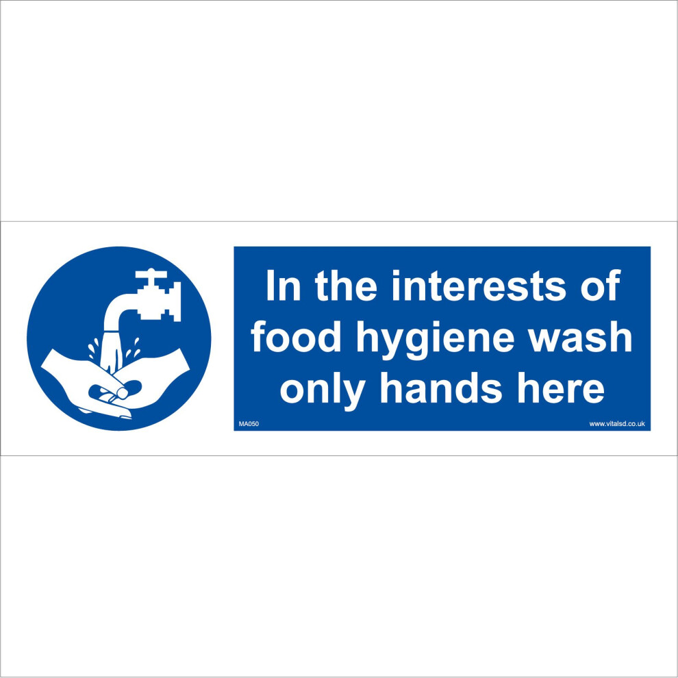 (450 x 150mm - 18 x 6, Dibond / Composite Aluminium) MA050 In The Interests Of Food Hygiene Wash Only Hands Here SIGN kitchen sink-image-OPC-P5WHG2Q-NEW