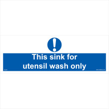 (300 x 100mm - 12 x 4, Dibond / Composite Aluminium) MA307 This Sink For Utensil Wash Only SIGN canteen kitchen catering restaurant