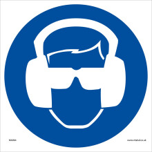 (300 x 300mm - 12 x 12, 5mm Heavy Duty Foamex Foamboard) MA064 Eye And Ear Protection SIGN hearing sight workplace construction site