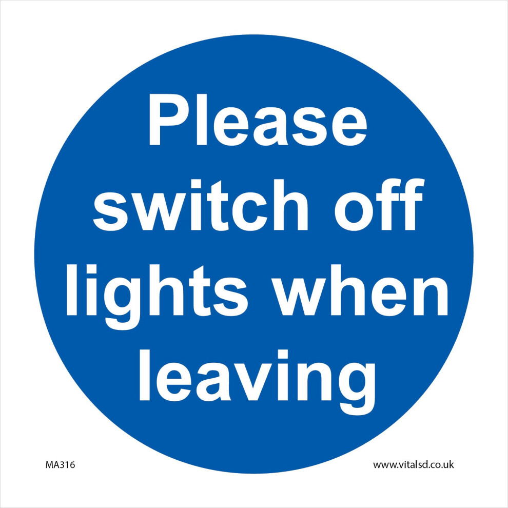 (250 x 250mm - 10 x 10, Magnetic - Vehicle Grade) MA316 Please Switch Off Lights When Leaving SIGN office workplace going home-image-OPC-P5WHTFC-NEW
