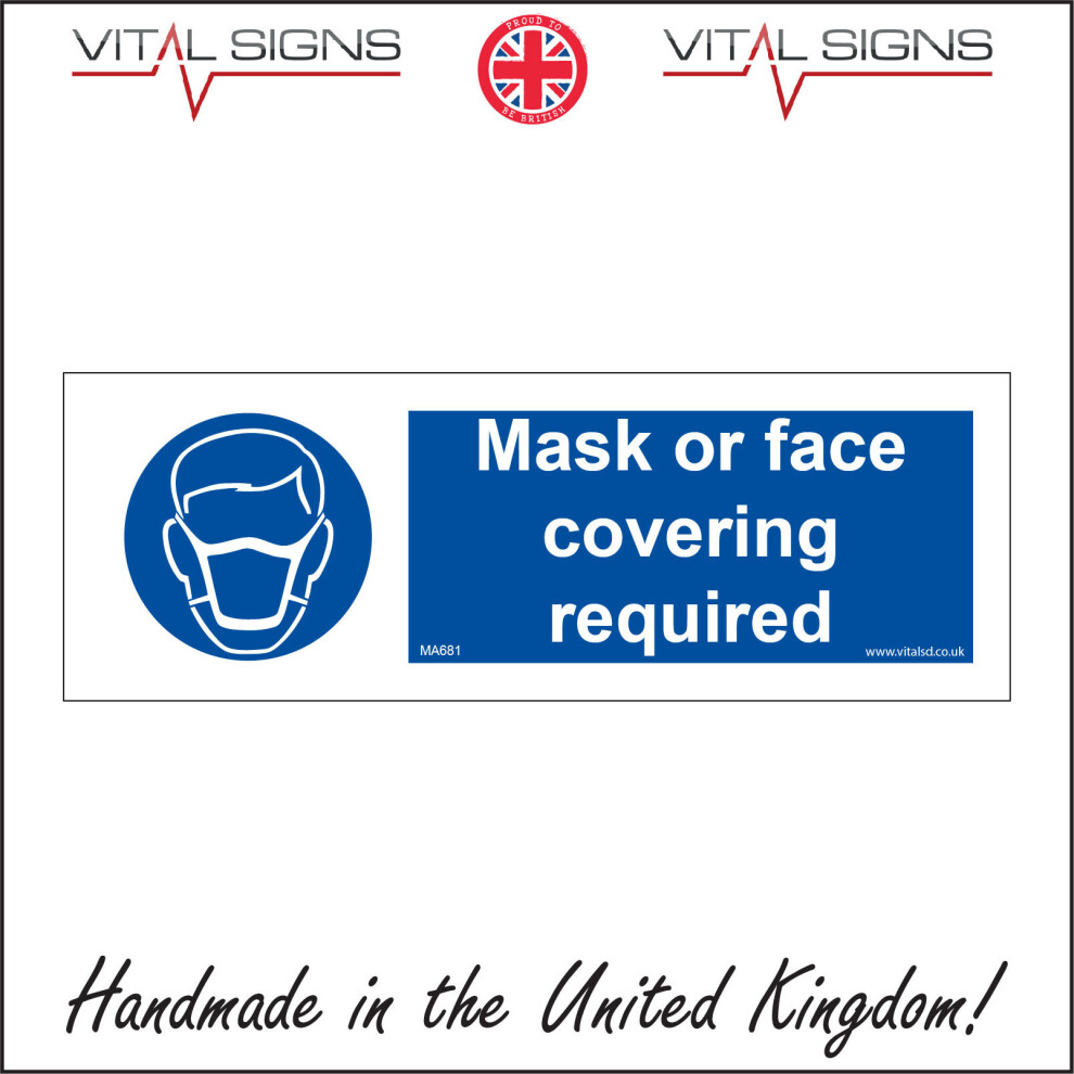 (450 x 150mm - 18 x 6, Dibond / Composite Aluminium) MA681 Mask Or Face Covering Required Sign Airport Lounges Trains Buses Taxis-image-OPC-P5WJ8GK-NEW