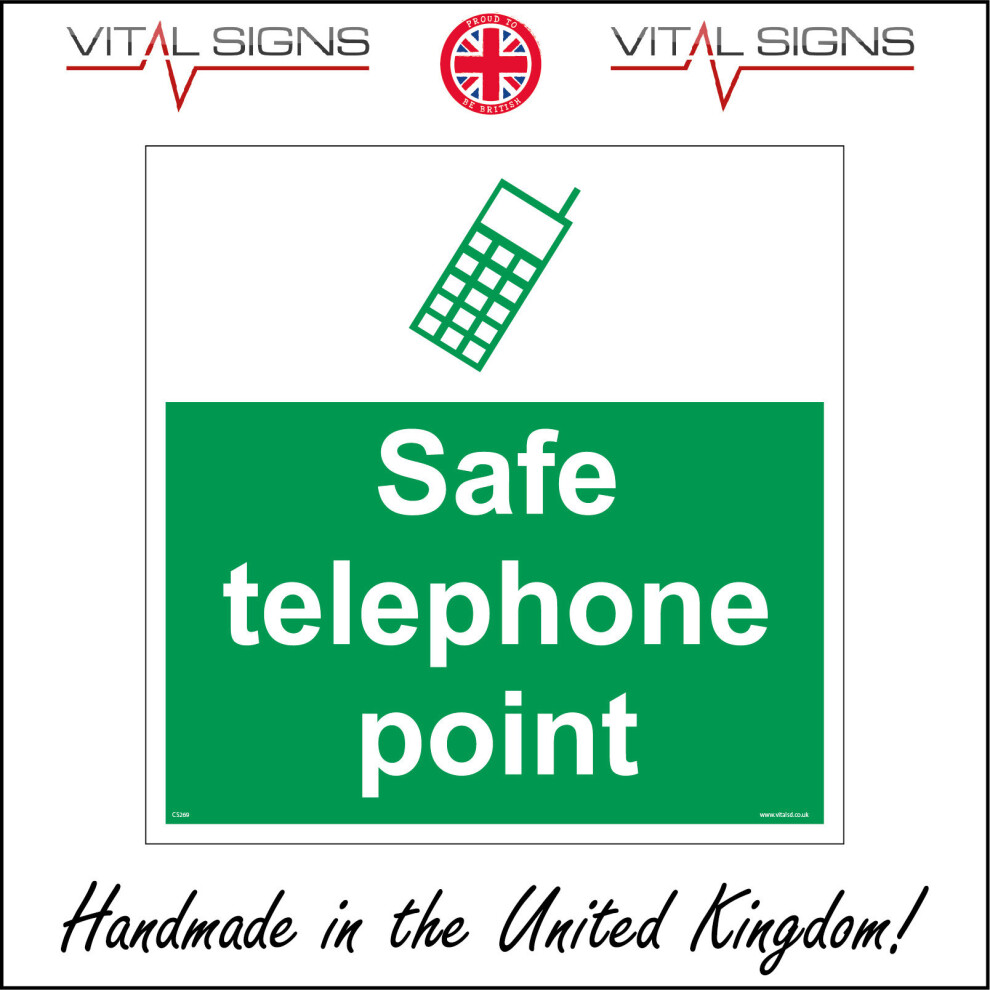 (200 x 200mm - 8 x 8, Magnetic - Vehicle Grade) CS269 Safe Telephone Point SIGN Mobile Call Health Safety Area Construction-image-OPC-P5WJHG6-NEW
