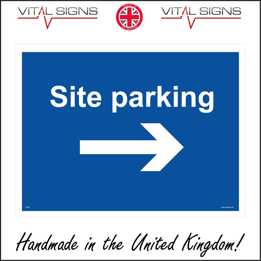 (200 x 150mm - 8 x 6, 5mm Heavy Duty Foamex Foamboard) CS302 Site Parking Right Arrow Construction Building Visitors Workers Staff Sign-image-OPC-P5WJNSQ-NEW