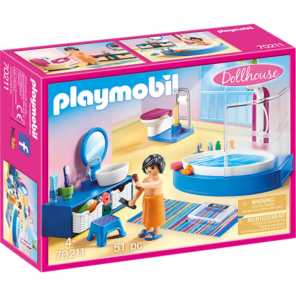 Playmobil 70211 Dollhouse Bathroom with Tub