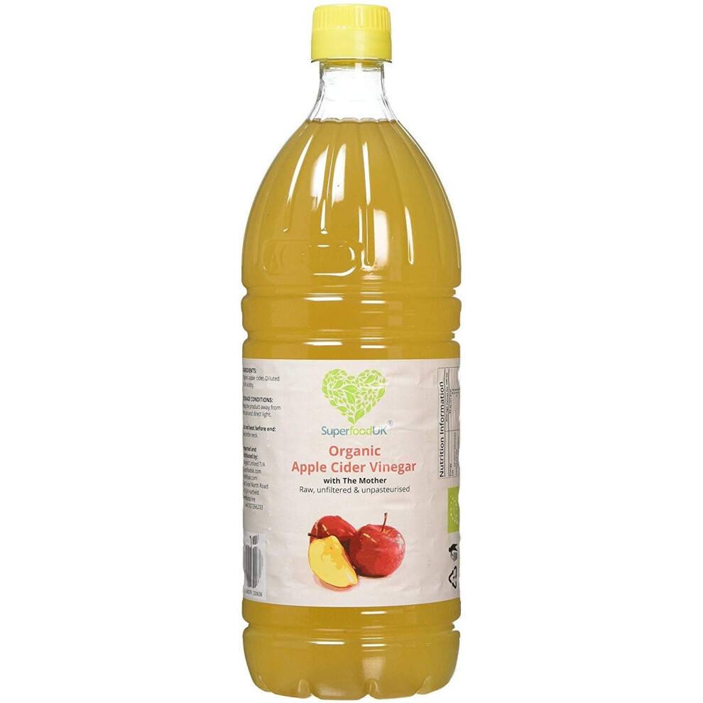 (1L) SuperfoodUK Organic Apple Cider Vinegar with Mother | Raw | Unfiltered