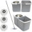 Gr8 Home (Grey) 360° Spin Mop With Bucket 3 Microfibre Heads Set 1