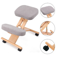Ergonomic Orthopaedic Kneeling Chair Adjustable Height Wooden Frame Cushioned Knee and Seat Posture Support Four-Wheel Mobility