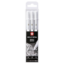 Sakura Gelly Roll Set 3 Bright White Gel Pens - Fine/Medium/Bold (POXPGBWH3C)