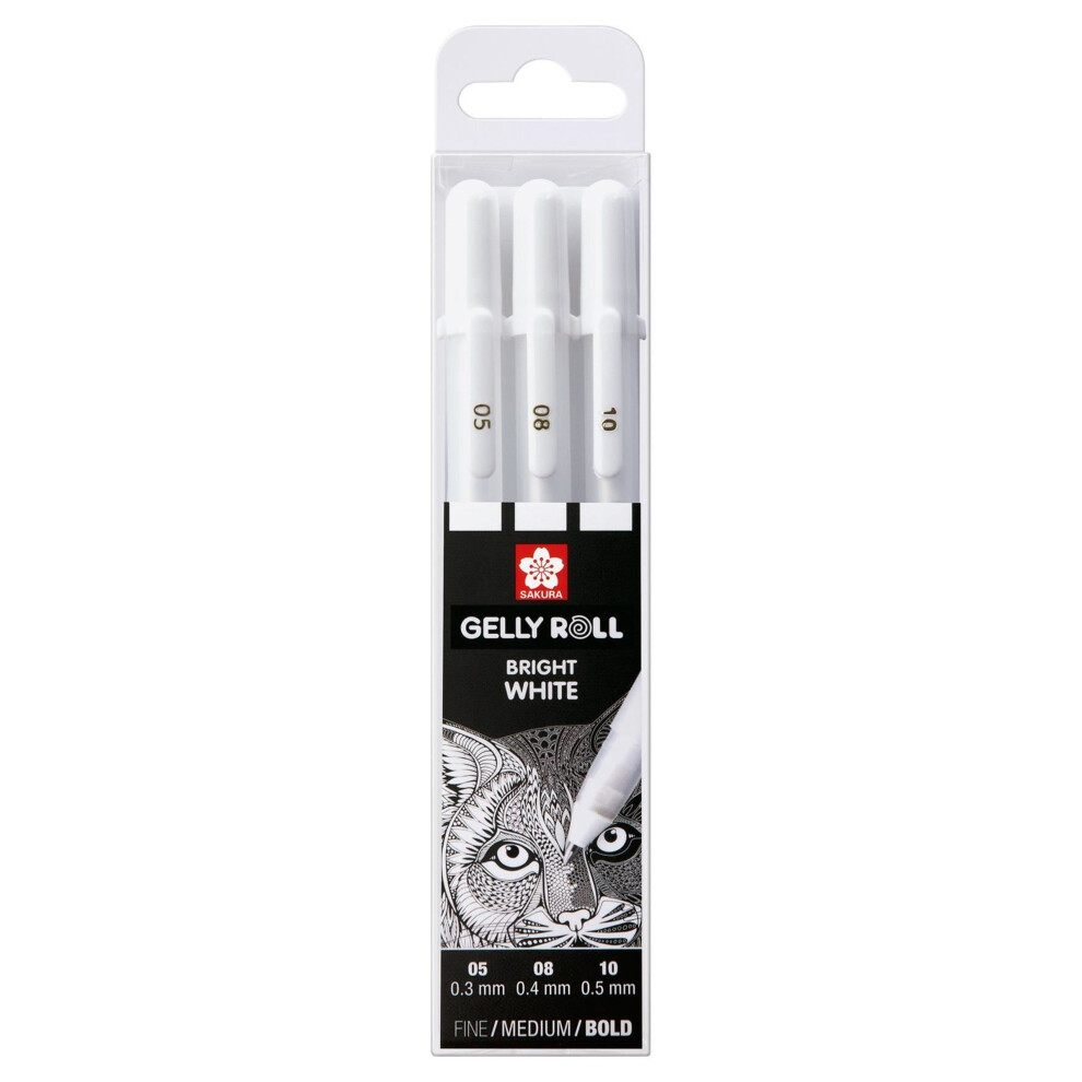 Sakura Gelly Roll  Set 3 Bright White Gel Pens Fine/Medium/Bold
